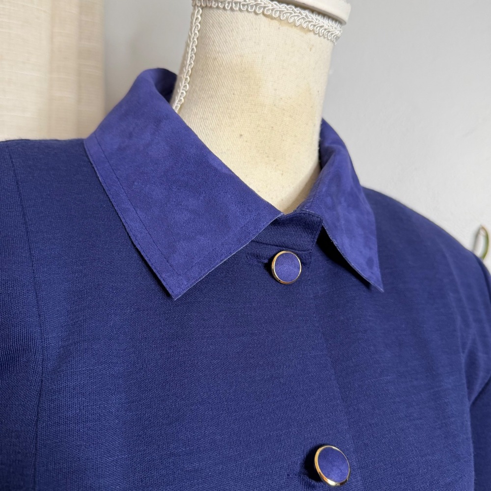 70s Vintage Ciao Ltd Princess Coat Button Front Wool Blend Faux Suede Women's 14 - Picture 4 of 11